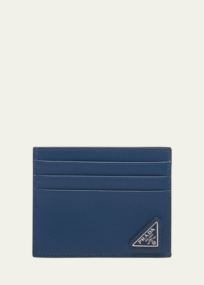 Shop Prada Men's Saffiano Leather Logo Card Case