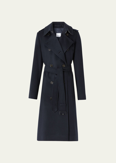 Shop Burberry Kensington Cashmere Belted Mid Trench Coat