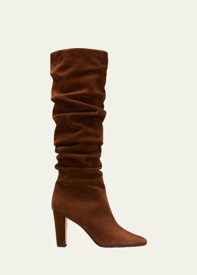 Shop Manolo Blahnik Calassohi Ruched Suede Tall Boots
