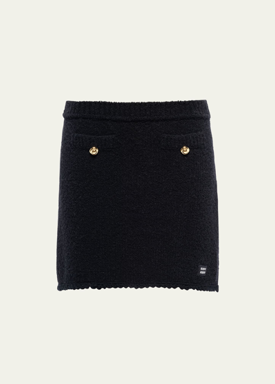 Shop Miu Miu Wool Boucle Mini Skirt
