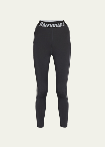 Shop Balenciaga Athletic Cut Logo Leggings