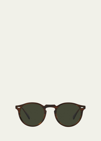 Shop Oliver Peoples Men's Keyhole-bridge Round Polarized Sunglasses
