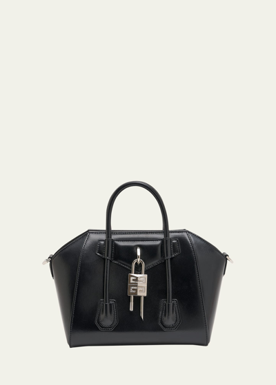 Shop Givenchy Antigona Lock Mini Top Handle Bag In Box Leather