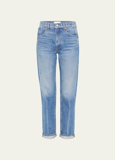 Shop Ulla Johnson The Daphne Straight-leg Cuffed Denim Jeans