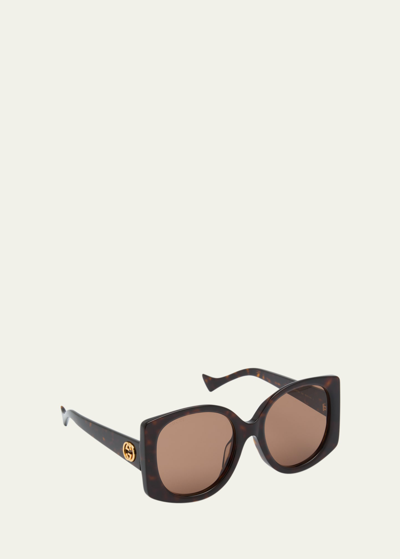 Shop Gucci Raised Interlocking Gg Acetate Butterfly Sunglasses