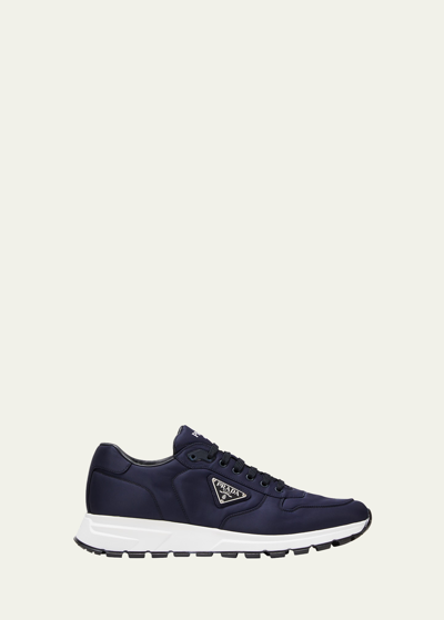 Shop Prada Men's Prax Triangle Logo Nylon Low-top Sneakers