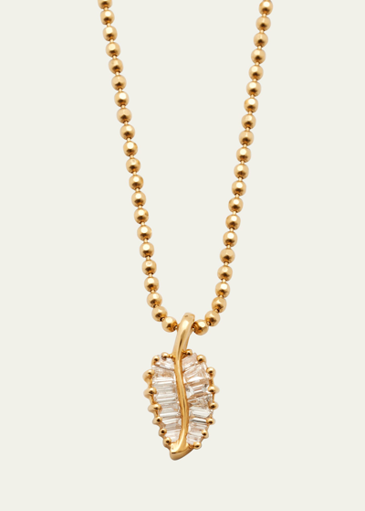 Shop Anita Ko 18k Yellow Gold Diamond Baguette Palm Leaf Necklace