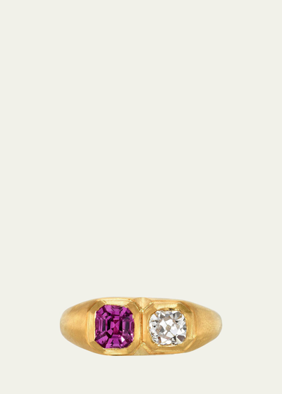 Shop Darius One-of-a-kind Double Pink Sapphire And Diamond Ring