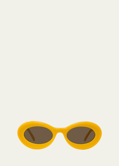 Shop Loewe Curvy Logo Acetate Oval Sunglasses