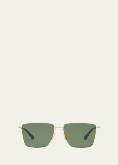 Shop Bottega Veneta Men's Bv1267sm Ultrathin Metal Rectangle Sunglasses
