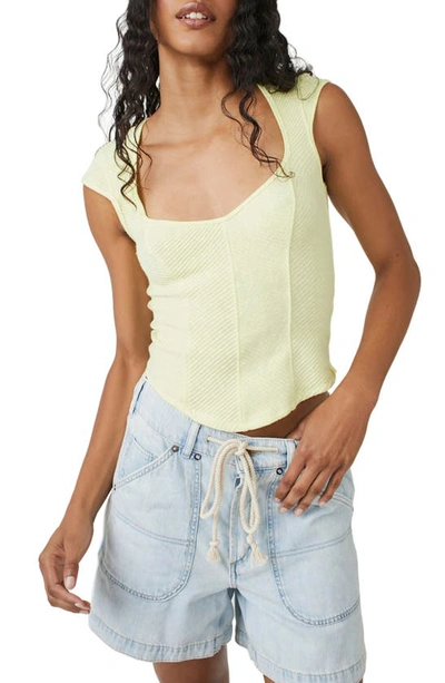 Shop Free People Boss Babe Mitered Rib Top In Key Lime Pie