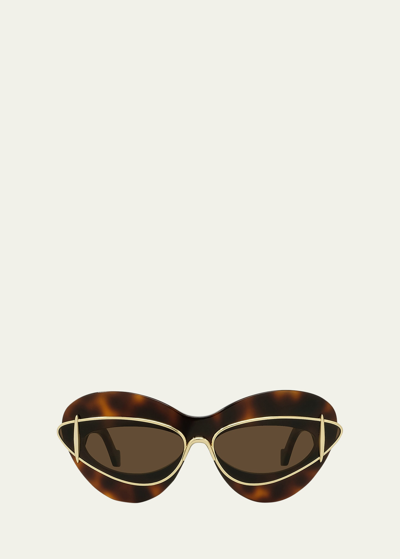 Shop Loewe Double Frame Mixed-media Cat-eye Sunglasses