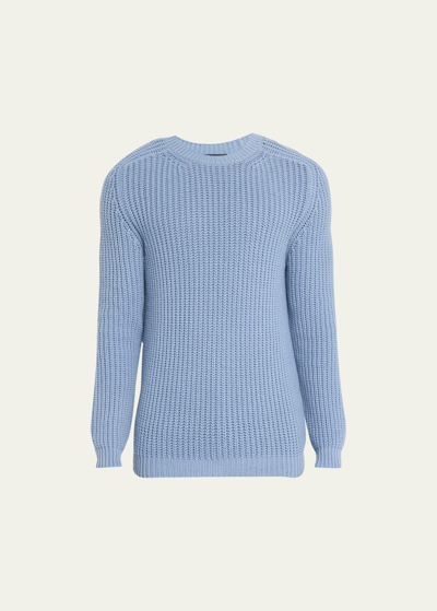 Shop Iris Von Arnim Men's Stonewashed Cashmere Ribbed Crewneck Sweater