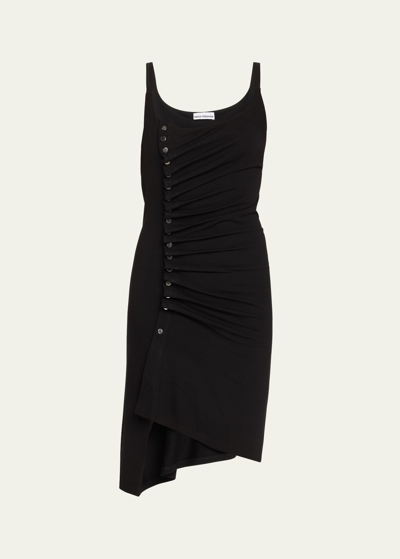 Shop Rabanne Side Snap Asymmetric Jersey Mini Dress