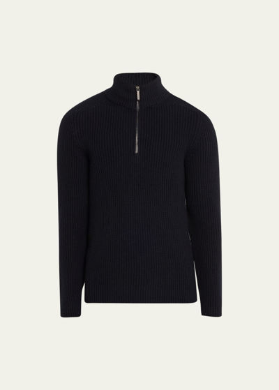 Shop Iris Von Arnim Men's Stonewashed Cashmere Ribbed Half-zip Sweater