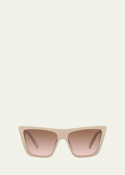 Shop Prada Polarized Logo Acetate Butterfly Sunglasses