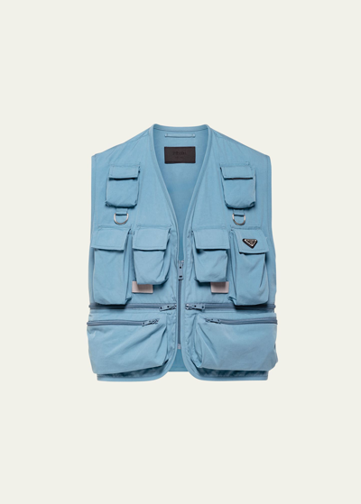 Shop Prada Men's Denim Multi-pocket Vest