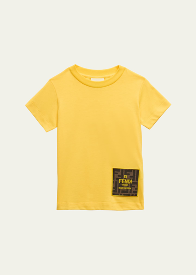 Shop Fendi Boy's Embroidered Ff Logo Patch Short-sleeve Tee
