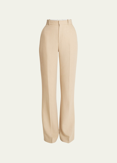 Shop Chloé Canvas Linen Bootcut Trousers