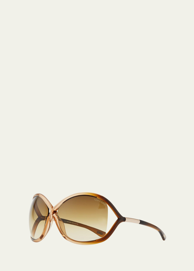 Shop Tom Ford Whitney Cross-bridge Sunglasses, Rose/brown
