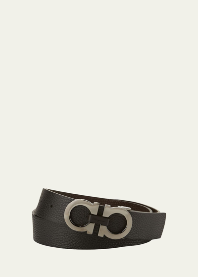 Shop Ferragamo Moufflon Adjustable & Reversible Double-gancini Buckle Leather Belt
