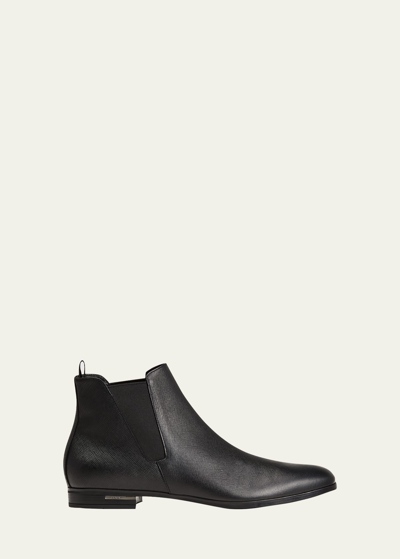 Shop Prada Saffiano Leather Chelsea Boots
