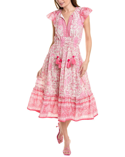 Shop Bella Tu Tassel Tie Neck Midi Dress In Pink