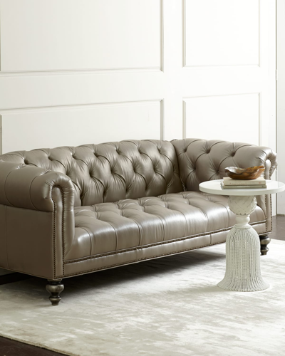 Shop Old Hickory Tannery Morgan Gray Chesterfield Leather Sofa In Grey