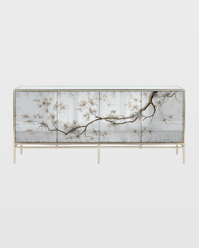 Shop John-richard Collection Falling Branch Eglomise Console In Silver