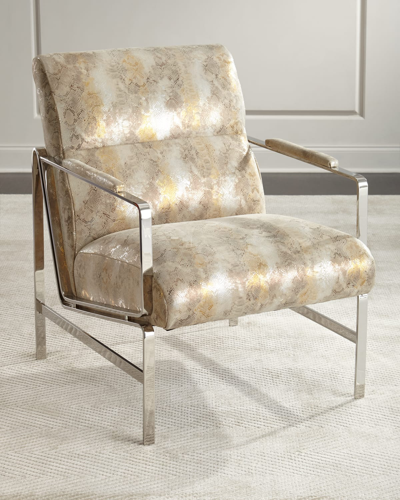 Shop Massoud Getty Leather Chair In Silver