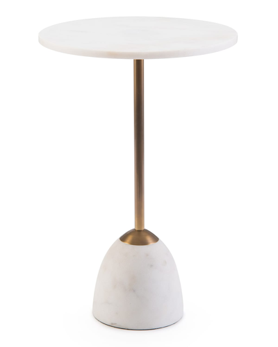 Shop John-richard Collection Zeke Marble Martini Side Table In White/gold