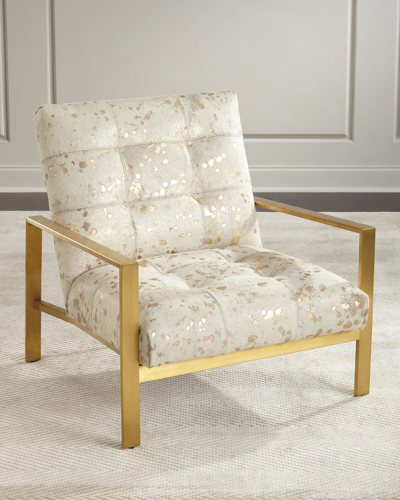 Shop Massoud Melora Gold Hairhide Chair In White Pattern