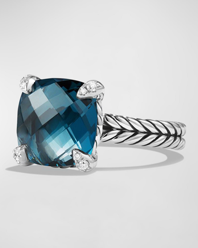 Shop David Yurman 11mm Chatelaine Ring W/diamond Prongs In Hampton Blue