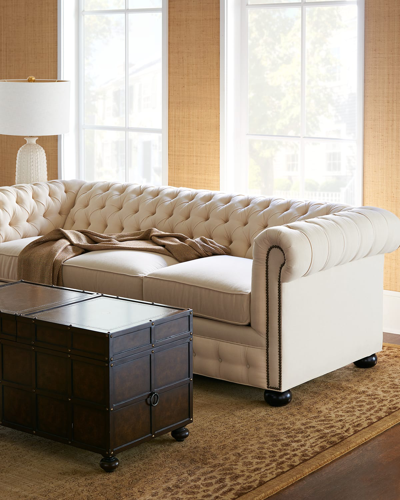 Shop Old Hickory Tannery Ellery Chesterfield Queen Sleeper Sofa 86" In Cream