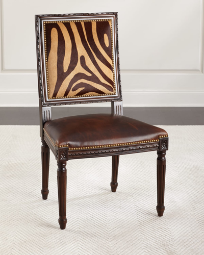 Shop Massoud Vega Hairhide Dining Chair In Brown Zebra