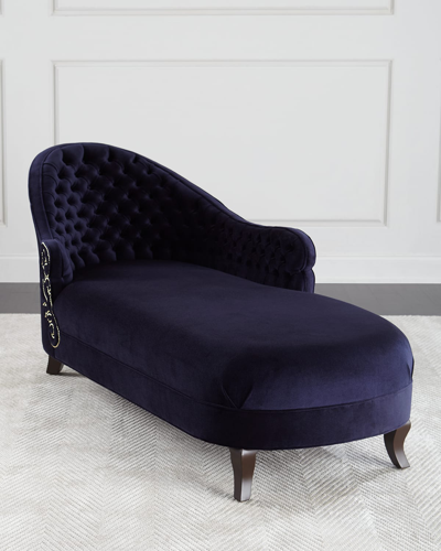Shop Haute House Julia Tufted Chaise In Navy