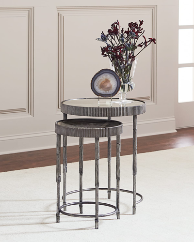 Hooker Furniture Mark Antiqued Mirrored Nesting Tables In Silver