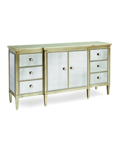 Shop Caracole Emilee Antiqued Mirrored Dresser In Silver