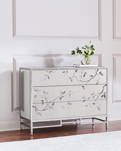 Shop John-richard Collection Framura Eglomise Three-drawer Chest In Silver