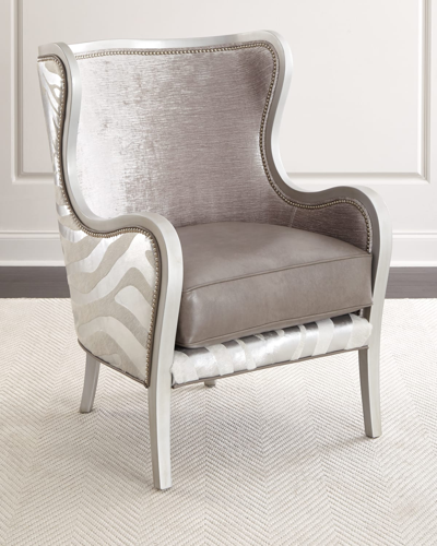 Shop Massoud Diana Wing Chair In Silver