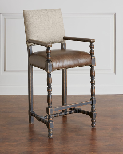 Shop Hooker Furniture Casella Leather Bar Stool In Brown