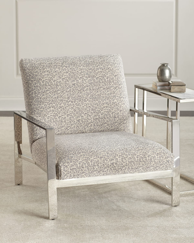Shop Massoud Ambri Chrome-frame Chair In Blue/gray