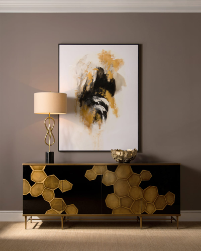 Shop John-richard Collection Honeycomb Credenza In Brown/gold