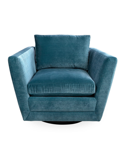 Shop Jonathan Adler Sebastian Swivel Chair In Blue