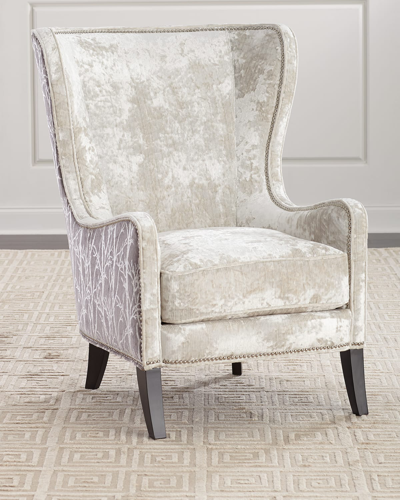 Shop Massoud Shimmer Branch Wing Chair In Silver