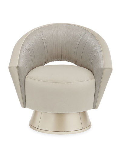 Shop Caracole A Com-plete Turn Around Swivel Chair In White/silver
