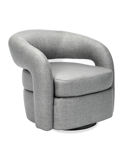 Shop Interlude Home Targa Swivel Chair In Faux Linen Gray