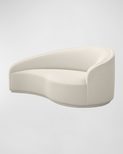 Interlude Home Dana Right Curved Chaise In Faux Linen Pearl
