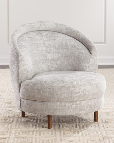 Shop Interlude Home Capri Swivel Chair In Gray Chenille