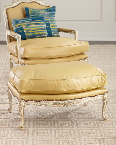 Shop Old Hickory Tannery Garten Leather Ottoman In Yellow